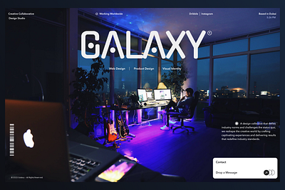 Galaxy - Design Studio Landing Page 3d agency landing page agency website animation creative 2024 creative agency design agency design studio dubai future design futurestic galaxy graphic design illustration landing page motion graphics ui uiux