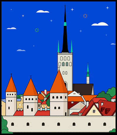 Old Town_Tallinn art work baltics branding estonia illustration old town postcard