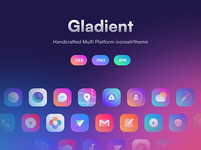 Gladient Multi Platform Iconset android glassmorphism gradient icons iconset illustration ios landing page themes web icons website