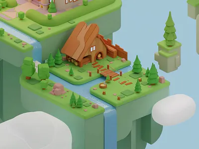 Coinly World — Low Poly Sawmill 3D Illustration&Animation 3d 3d illustration blender cinema4d game design illustration isometric low poly lowpoly nft redshift render