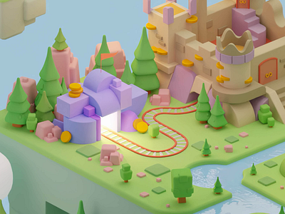 Coinly World — Low Poly Mine 3D Illustration&Animation 3d 3d animation 3d illustration animation blender cinema 4d cinema4d illustration isometric low poly lowpoly motion design nft redshift