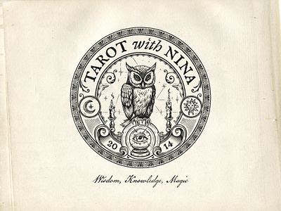 Tarot with Nina branding graphic design hand drawn illustration logo logo design mystic occult logo owl spiritual tarot