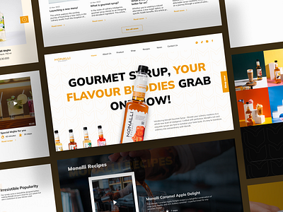 🍸🥂Monalli Gourmet Website Exploration bold branding cafe coffeeshop design drink gourmet landing page luxury orange receipt site syrup ui ui design uiux user interface ux web website
