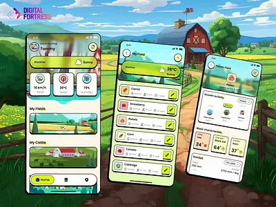 Virtual Valley: Farther Fields, Faster Yields - Simply Farming! animal dashboard digitalfortress farm farm app farm iot happy farm helium internet of thing iot dasboard iot device iot farm lorawan map motion smart devices smart farm ui ux vector