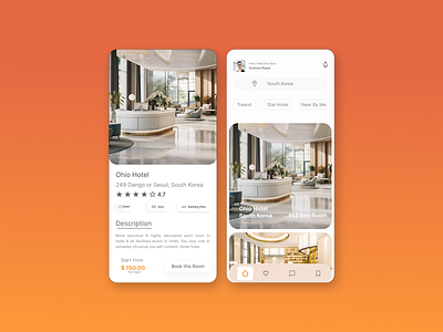 Ohio Hotel Mobile App Design 3d animation app branding design graphic design illustration logo motion graphics typography ui ui concept ui design ui designer ui optimization ui trend uiux design ux vector