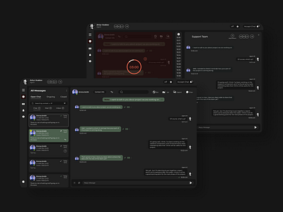 Support Chat chat dashboard interface minimal minimal dark support ui ux design web web app