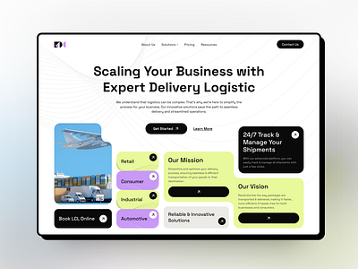 Logistic & Cargo Delivery Service Website cargo container courier delivery expedition flight ladning logistics modern design package ship shipment shipping tracking transporting truck ui ux web webdesign website