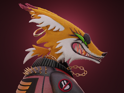 Red fox 3d illustration