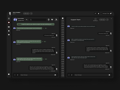 Support Chat chat dashboard interface minimal minimal dark support ui ux design web web app