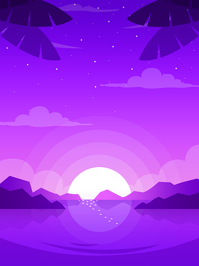 Piano Cat Tiles: Background Ocean background game illustration minimalist mobile game music game nigh ocean piano game piano tiles sea star sky sun sunset twilight
