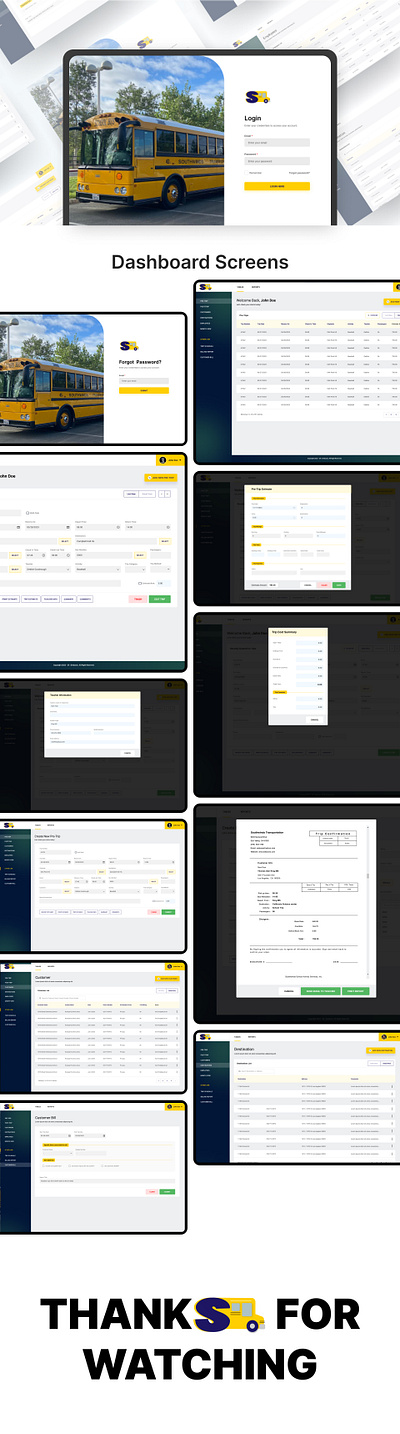 login, Bespoke software screens dashboard login pop up ui design registration software table design transportation software ui ux