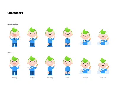 Learning Characters for Class card app blue branding character communication design graphic design il illustration