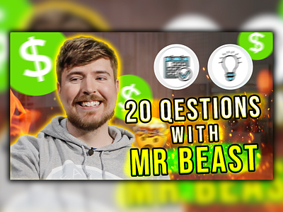 Eye Catching MrBeast Interview YouTube Video Thumbnail Design attractive cover design creative works design eye catching graphic design miniature thumbnail thumbnail design video cover youtube thumbnail