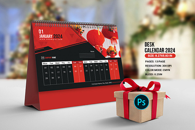 Desk Calendar Template 2024 2024 calendar business calendar calendar 2024 corporate calendar desk calendar desktop calendar photoshop template red table calendar