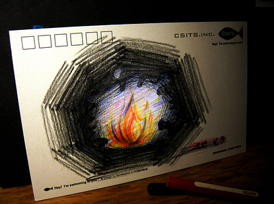 Post Card - Flame hand drawing