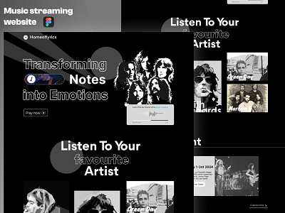 Music streaming website branding design graphic design home page design illustration landing page music website music website design streaming website design ui ui design user interface user research ux ux design web ui website design website ui