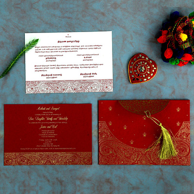FALU RED HANDMADE COTTON EMBOSSED WEDDING CARD arabic wedding invite indianweddingcards wedding invitations weddingcardsonline