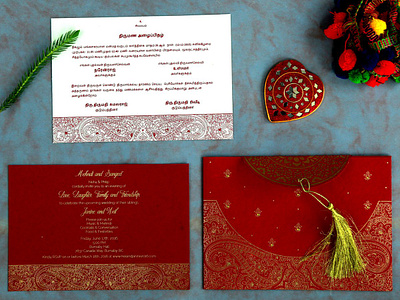 FALU RED HANDMADE COTTON EMBOSSED WEDDING CARD arabic wedding invite indianweddingcards wedding invitations weddingcardsonline