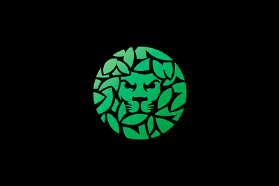 Lion and Nature Logo animal forest jungle leaf leo lion nature