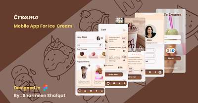 Ice Cream App design f figma mobile app design mobile ui mobile ux mockups ui design ux design