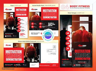 Gym Motivational Marketing Material Bundle Canva Template fitness bundle fitness direct mail eddm fitness door hanger fitness eddm mailer fitness eddm postcard fitness flyer fitness postcard fitness social media banner fitness social media post gym bundle gym direct mail eddm gym door hanger gym eddm mailer gym eddm postcard gym flyer gym postcard gym social media banner gym social media banner bundle