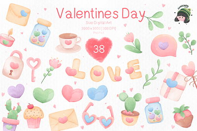 Valentines Day Collection Watercolor Clipart animation app branding design graphic design icon illustration logo typography ui ux valentines valentines clipart valentines day vector watercolor watercolor clipart web