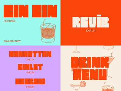 Revír - Visual Identity for a bar in Prague brand brand identity branding coctail coctails colors drink drink menu drinks exploration graphic design instagram menu pattern typography visual identity