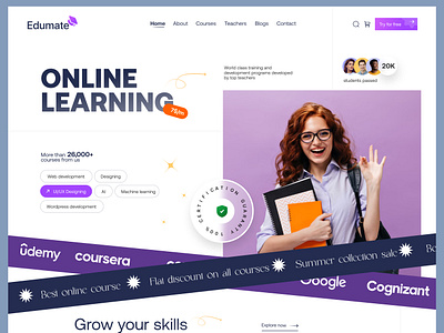 Education website creative e learning education education website modern online course online learning product service startup ui ux website website design