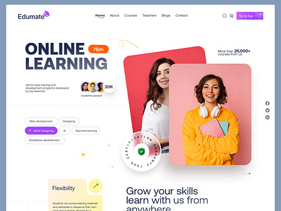 Education website creative e learning education education website mordern online course online learning product service startup ui ux website website design