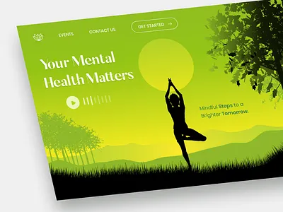 Mental Health landing page animation branding green healthcare illustration jungle landing landing page logo medicine mental mental health minimal ui ux vector web design website wellness yoga