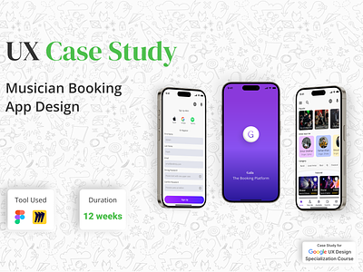 UX Case Study on Musician Booking App ajmain fayek booking app design case study coursera design musician booking app problems solution research ui user experience ux ux case study