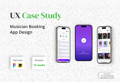 UX Case Study on Musician Booking App ajmain fayek booking app design case study coursera design musician booking app problems solution research ui user experience ux ux case study