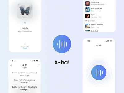 A-Ha! - Music Discovery App android app design glassmorphism ios mobile music shazam ui ux
