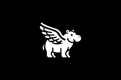 Winged Hippopotamus Logo branding graphic design logo