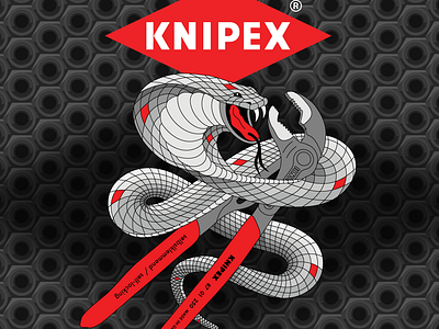 KNIPEX tool brand: Cobra with a Bite! adobeillustrator art artist brand brand design branding cobra design german graphic design illustration knipex logo merchandise pliers plumbing snake t shirt design vector