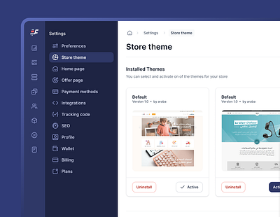 Store Theme dashboard design system ecommerce management store system theme ui ux