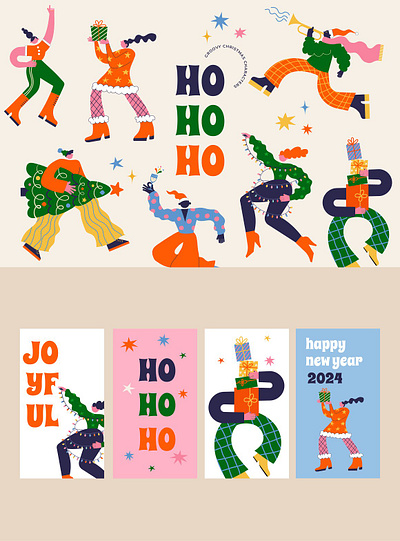 Groovy Bizarre Xmas Characters Font 2024 characters christmas christmas watercolor banner costume disproportionate fun font funeral program funny greeting card groovy happy new year happy new year card illustration merry christmas vectors santa claus santa hat santa hat sticker xmas xmas christmas card