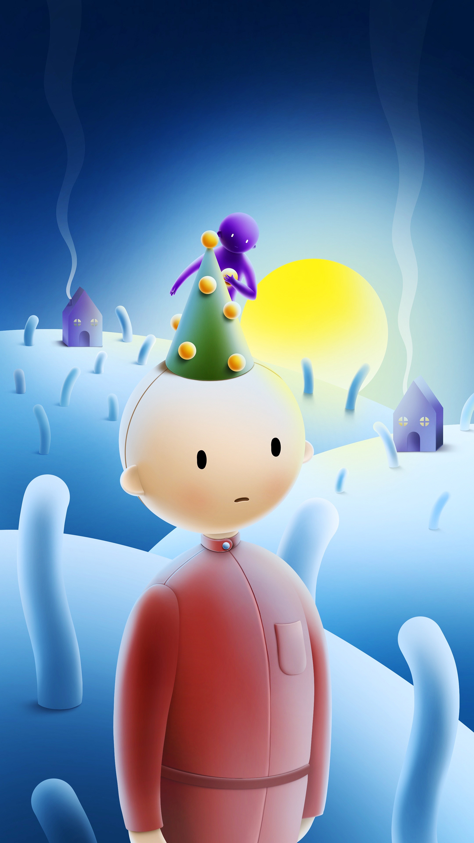 Merry Christmas character christmas cozy design illustration new year night pink surreal surrealism sweet winter