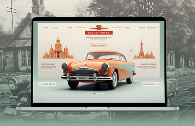 Web design: Gaz-21 Volga website 3d car design ui website
