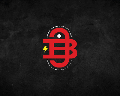 Battery Ops Logo Design badge battery bolt cart charge emblem golf light logo repair