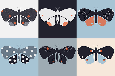 Butterfly set abstract banner black blue branding collection cute design flat illustration isolated modern pastel poster sticker trendy unique vector