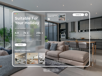 Booking Website - Glassmorphism Style apartment booking glassmorphism hotel booking ui web web design