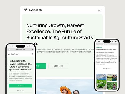 EverGreen - Agriculture company website [Responsive] agriculture company clean company company profile corporate design farmer green landing page mobile product farmers responsive share trend ui ui design ux web web design website design