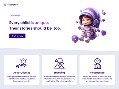 AI-Generated Bedtime Stories ai ai concept ai website bedtime stories design generative ai llm stories voice assistant website hero