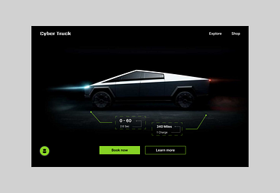 Home page of a CYBER TRUCK chatbot cybertruck homepage ui