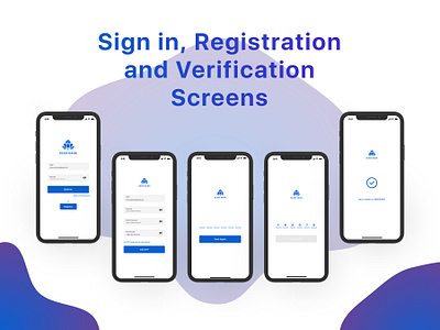 Sign in, Registration and Verification Screens for a Mobile App app design log in registration screens sign in ui ux verificattion