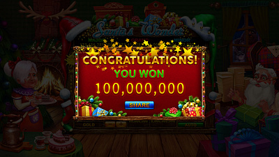 Big Win splashscreen design for the online slot "Santa's Wonder" big win big winnings christmas christmas design christmas slot digital art gambling gambling art gambling design game art game design graphic design illustration slot art slot design slot winnings splashscreen