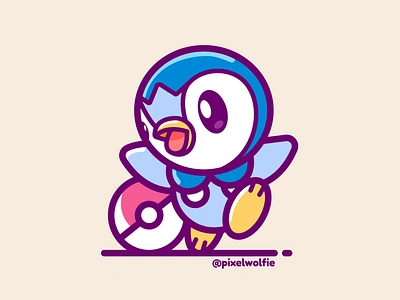 Piplup💧🐧 blue character character design diamond games illustration illustrator line art minimal pearl penguin piplup pokeball pokemon procreate sinnoh starters vector video games