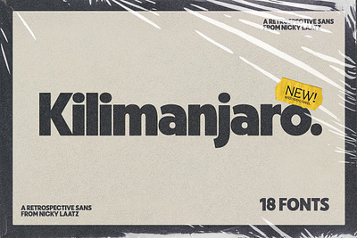 Kilimanjaro Sans (36 fonts) book cover branding breakdancing condensed sans halftone photoshop actions retro sans sans serif vintage vintage advert vintage magazine