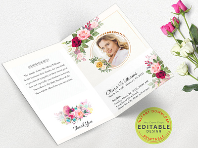 Roses Funeral Program Template by Nary on Dribbble